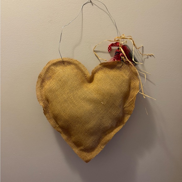 Valentine's Day Heart Chevron Burlap Door Hanger - Picture 2 of 4